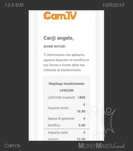 Pagamento 7 per Cam.tv