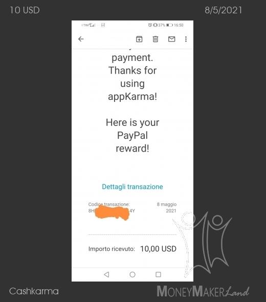Payment 1 for Cashkarma