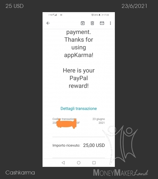 Payment 3 for Cashkarma