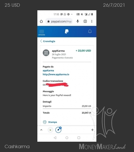 Payment 10 for Cashkarma