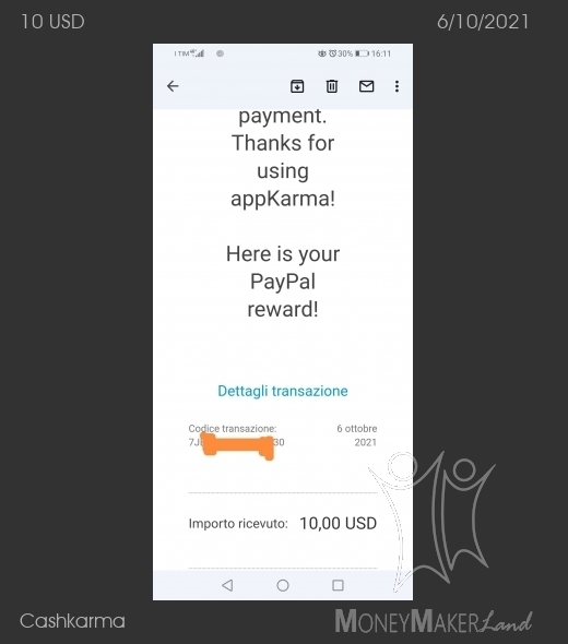 Payment 14 for Cashkarma