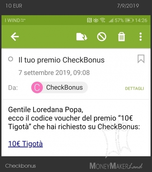 Payment 1 for Checkbonus