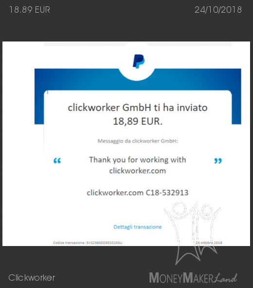 Payment 115 for Clickworker
