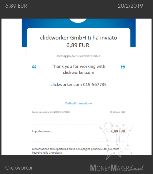 Payment 130 for Clickworker