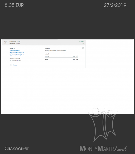 Pagamento 133 per Clickworker