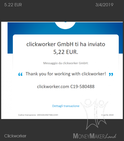 Pagamento 135 per Clickworker