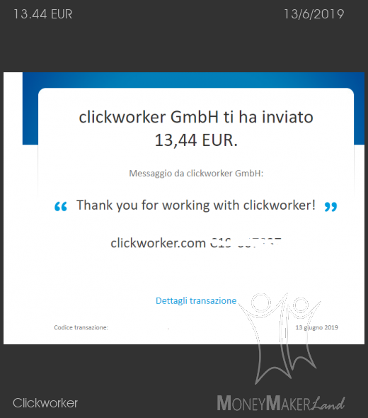 Pagamento 140 per Clickworker