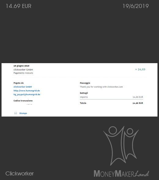 Pagamento 141 per Clickworker