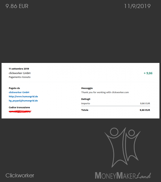 Payment 144 for Clickworker