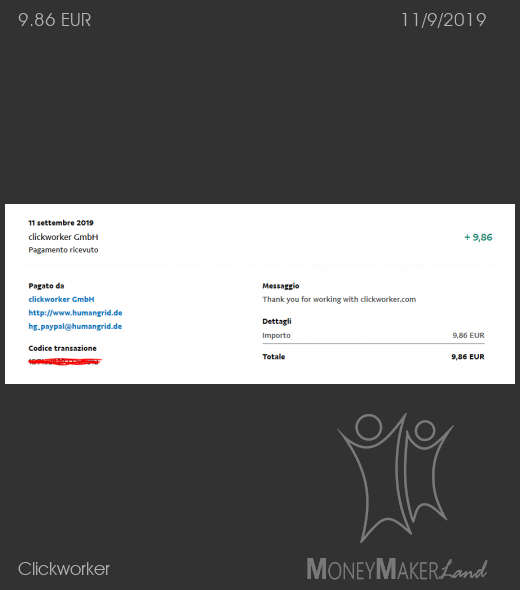 Pagamento 144 per Clickworker