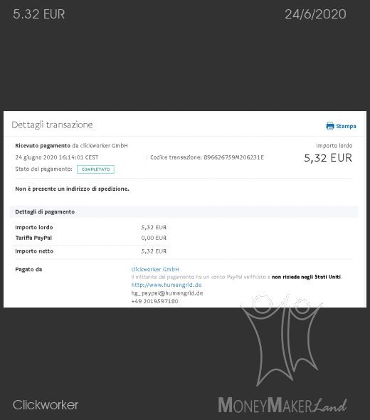 Payment 145 for Clickworker