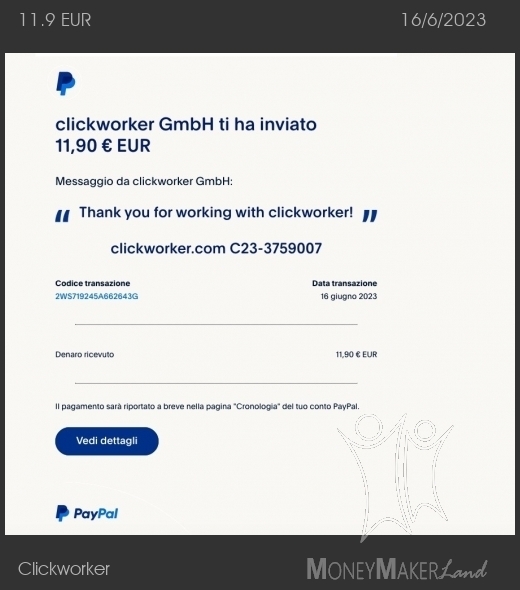 Payment 151 for Clickworker
