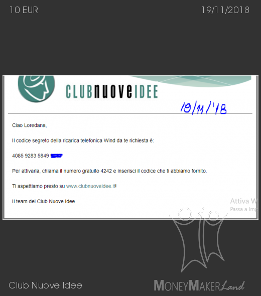 Pagamento 69 per Club Nuove Idee