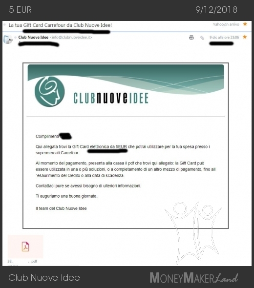 Pagamento 72 per Club Nuove Idee