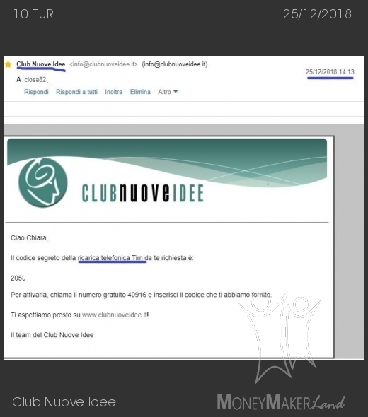 Pagamento 73 per Club Nuove Idee