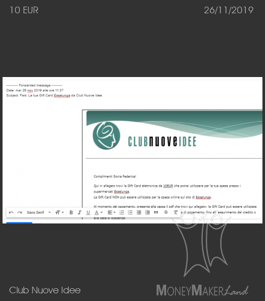 Pagamento 86 per Club Nuove Idee