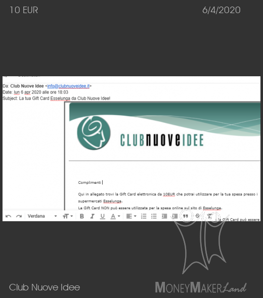 Pagamento 90 per Club Nuove Idee
