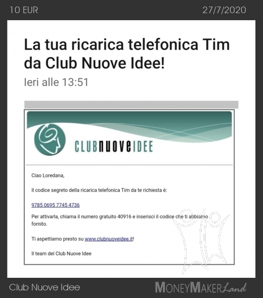 Pagamento 91 per Club Nuove Idee