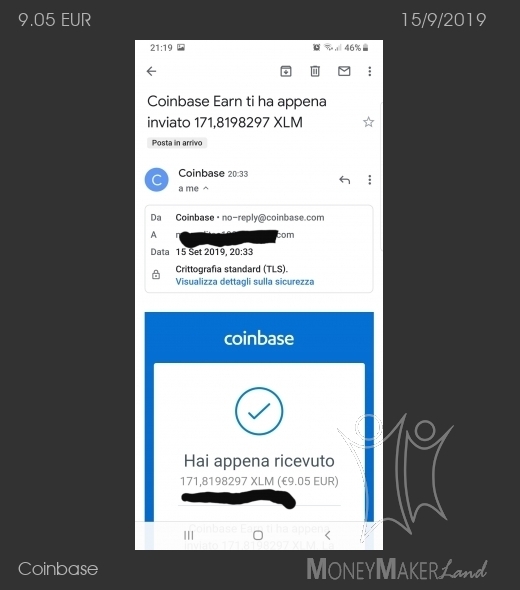 Payment 21 for Coinbase