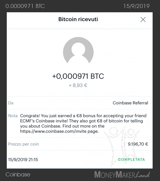 Payment 22 for Coinbase