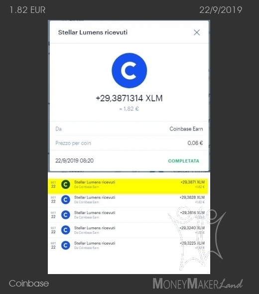 Pagamento 29 per Coinbase