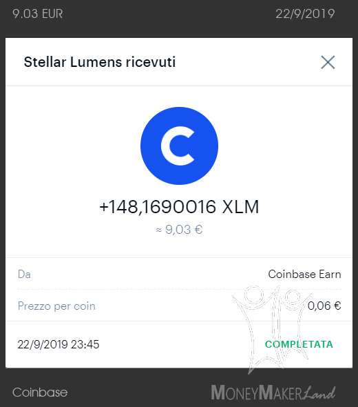 Payment 34 for Coinbase