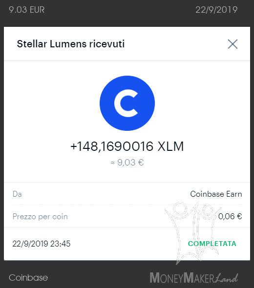 Pagamento 34 per Coinbase