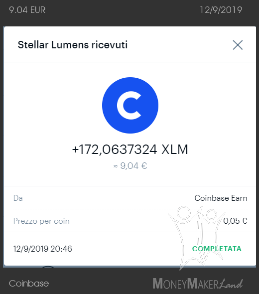 Pagamento 35 per Coinbase