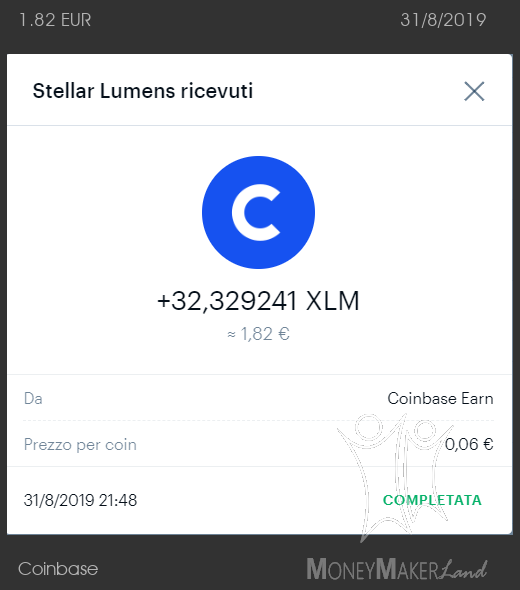 Pagamento 38 per Coinbase