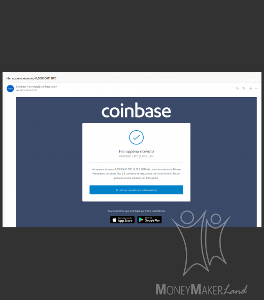 Payment 67 for Coinbase