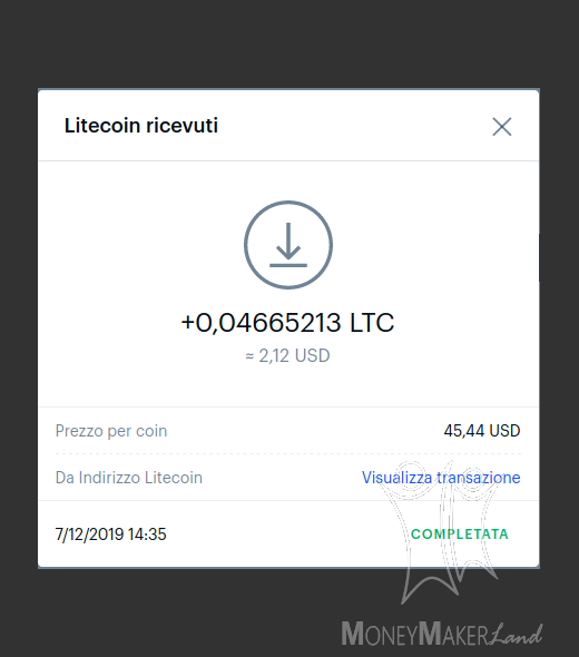 Payment 70 for Coinbase