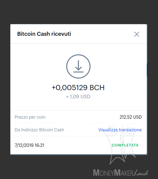 Payment 72 for Coinbase