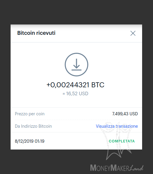 Payment 73 for Coinbase