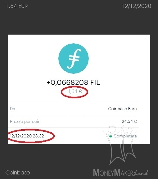 Payment 104 for Coinbase