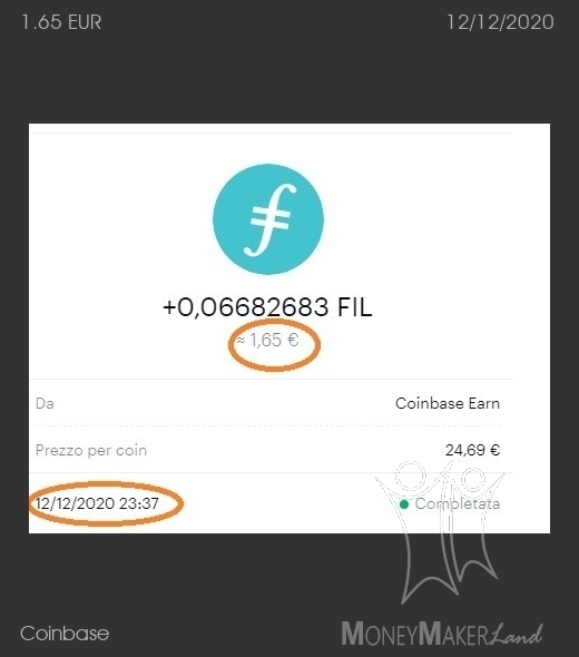 Payment 105 for Coinbase