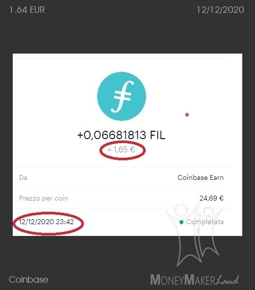 Payment 106 for Coinbase