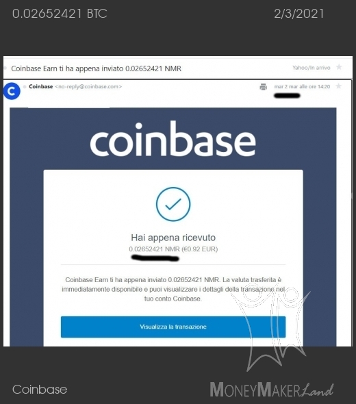 Payment 121 for Coinbase
