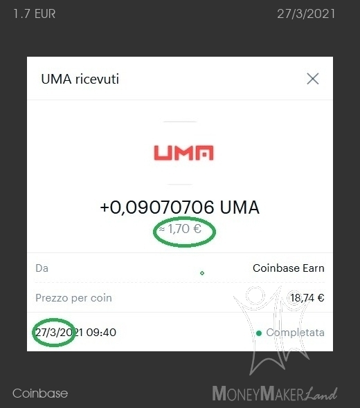 Pagamento 126 per Coinbase