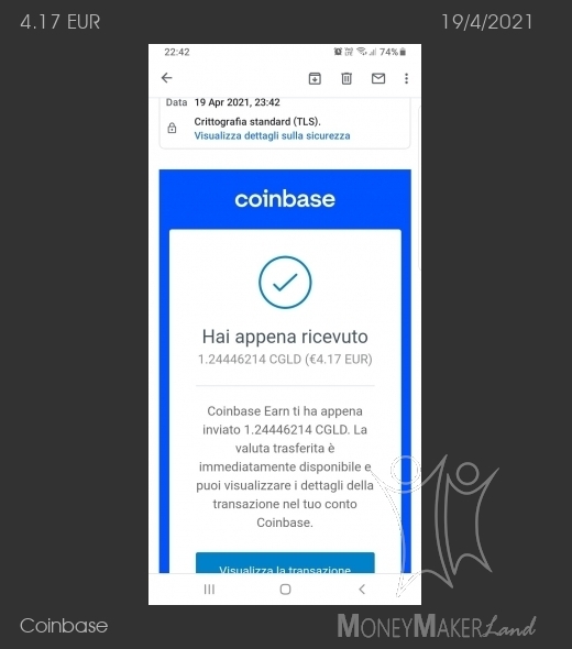 Pagamento 129 per Coinbase