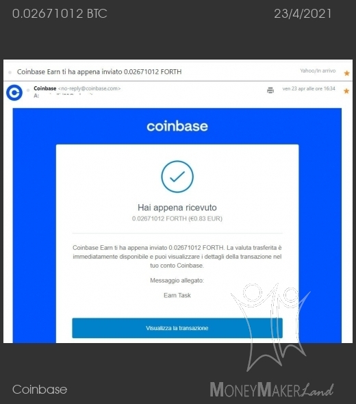 Payment 131 for Coinbase