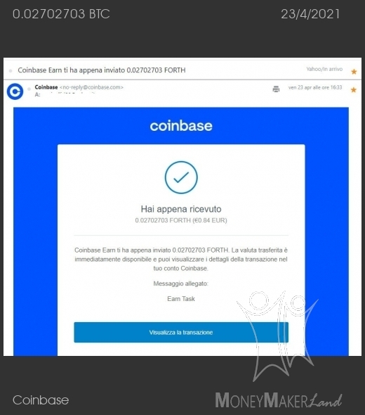 Payment 132 for Coinbase