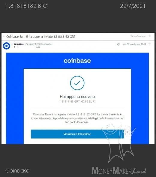 Pagamento 138 per Coinbase