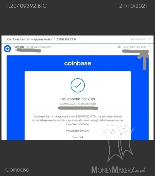 Pagamento 139 per Coinbase