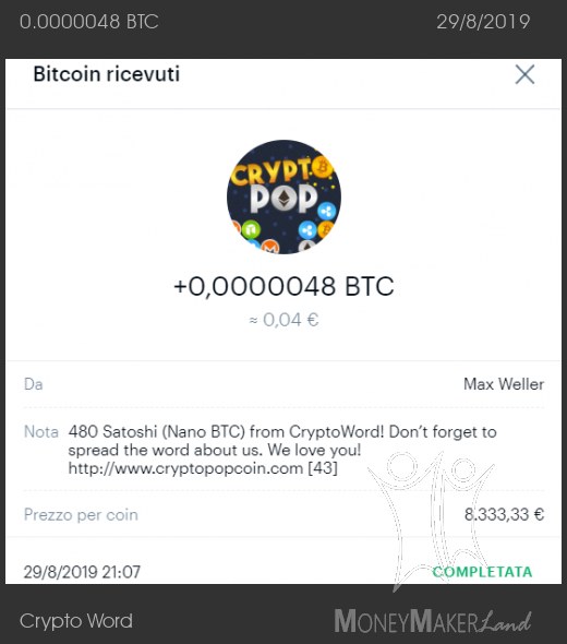 Payment 3 for Crypto Word