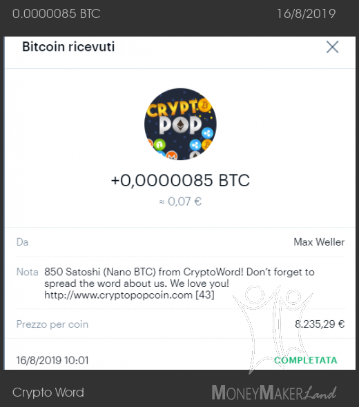 Payment 4 for Crypto Word