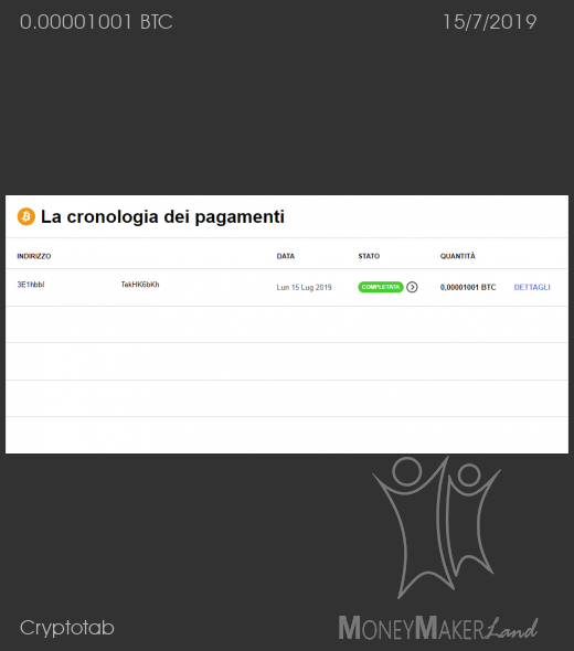 Pagamento 39 per Cryptotab