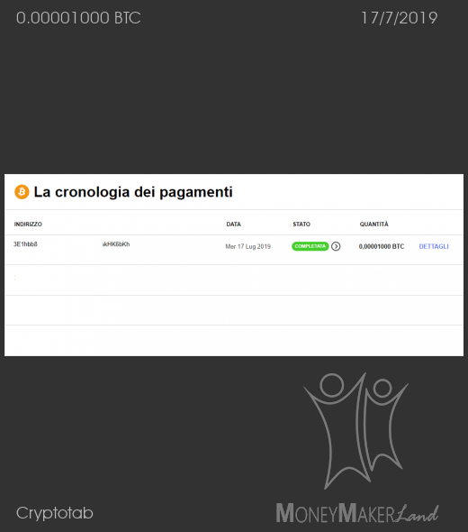 Payment 40 for Cryptotab