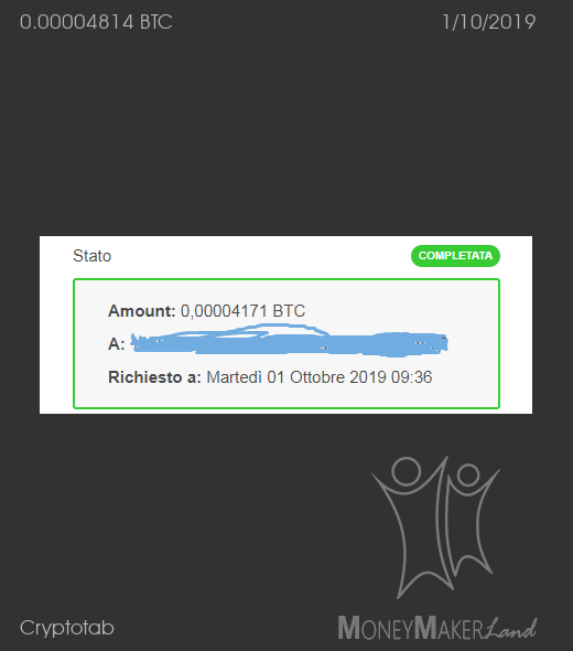 Payment 99 for Cryptotab