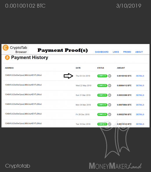 Payment 102 for Cryptotab