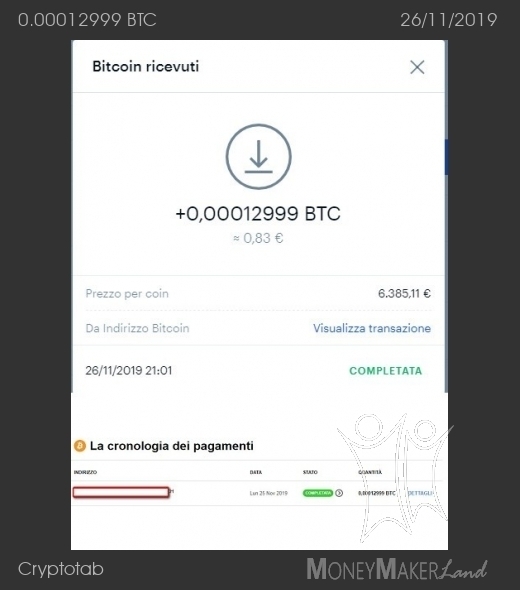Payment 106 for Cryptotab